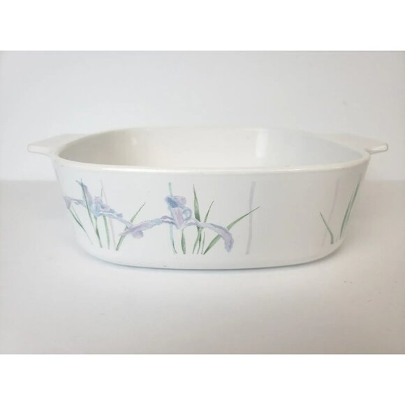 Corningware Shadow Iris Casserole Baking Dish 2 Liter A-2-B Rubber Lid Vintage - Picture 6 of 10